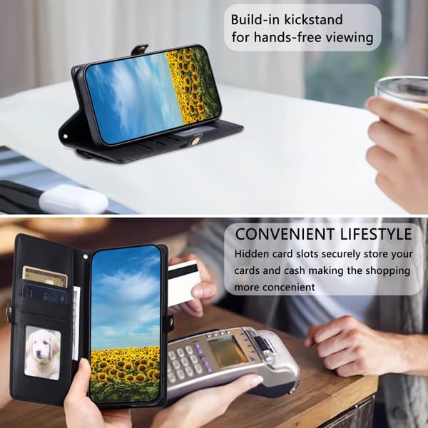SKALO Motorola Moto G35 5G PU-Læder Envelope Flip Cover - Sort