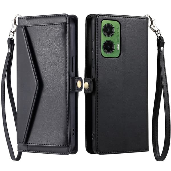 SKALO Motorola Moto G35 5G PU-Læder Envelope Flip Cover - Sort