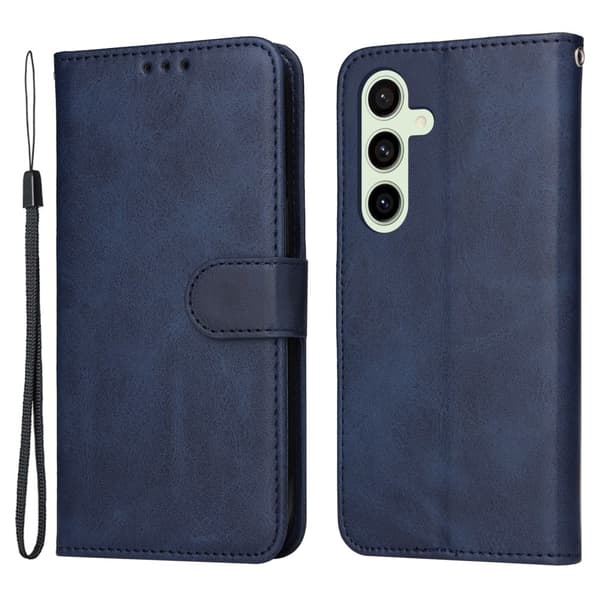 SKALO Samsung S24 FE PU-Läder Plånboksfodral Blå