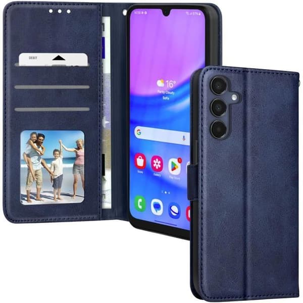 Fodral till Samsung Galaxy A16 Handledsrem Flip Wallet Stand Blå