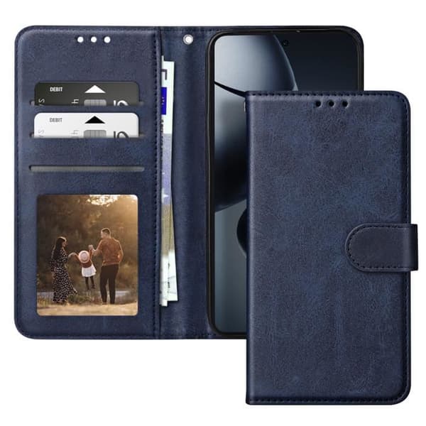 Fodral för Xiaomi 14T Pro Wallet Flip och Stable Video Support Midnight Blue