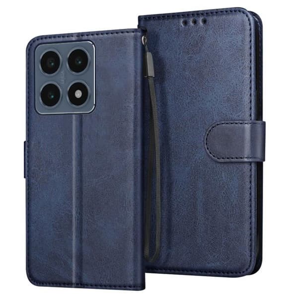 Fodral för Xiaomi 14T Pro Wallet Flip och Stable Video Support Midnight Blue