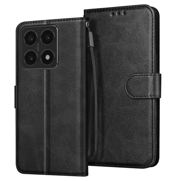 Fodral till Xiaomi 14T Pro - AVIZAR - Wallet Flip och stabilt videostöd - Svart