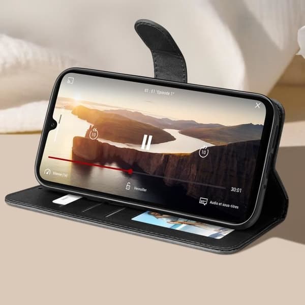 Fodral för Samsung Galaxy A16 Handledsrem Flip Wallet Stand Black