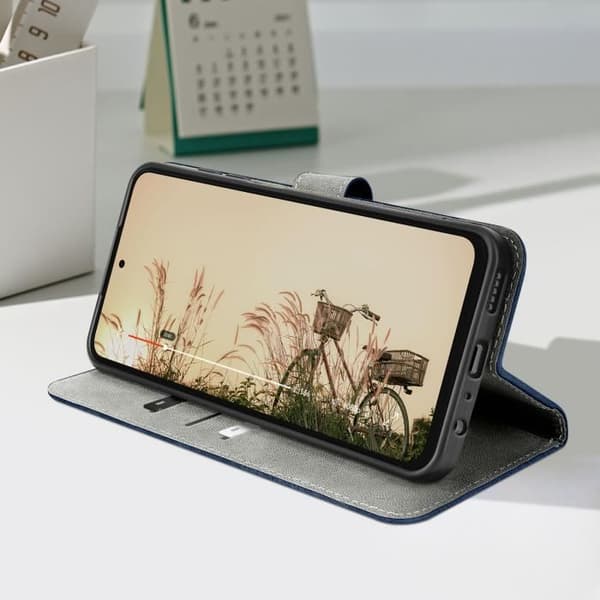 Fodral till Honor 200 Smart Brushed Effect Wallet och Stand Midnight Blue