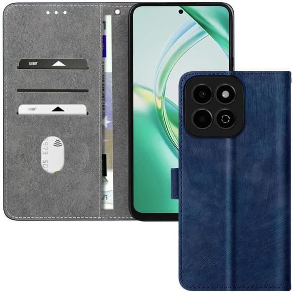 Fodral till Honor 200 Smart Brushed Effect Wallet och Stand Midnight Blue