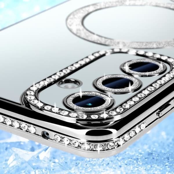 Diamantfodral till Samsung Galaxy A55 MagSafe Contour Rhinestone Silver
