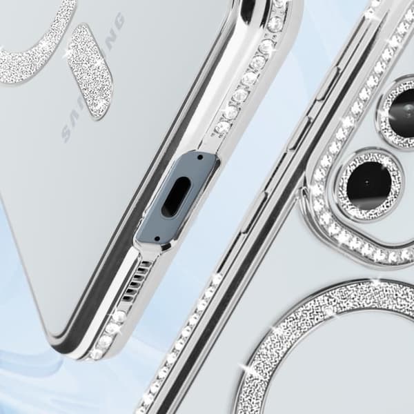 Diamantfodral till Samsung Galaxy A55 MagSafe Contour Rhinestone Silver