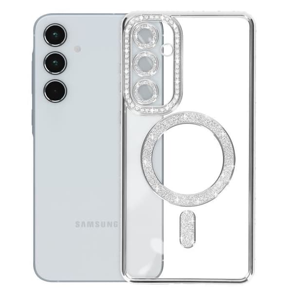 Diamantfodral till Samsung Galaxy A55 MagSafe Contour Rhinestone Silver