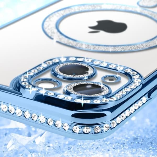 Diamantfodral till iPhone 14 - AVIZAR - Ljusblå Rhinestone Outline - Stel - Syntet - Blandad