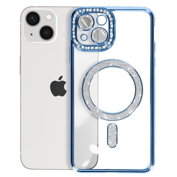 Diamantfodral till iPhone 14 - AVIZAR - Ljusblå Rhinestone Outline - Stel - Syntet - Blandad