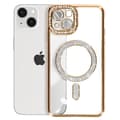Miniatyrbild 2 av 4: Diamantfodral till iPhone 14 - AVIZAR - Gold Rhinestone Outline - Kompatibel med MagSafe-tillbehör