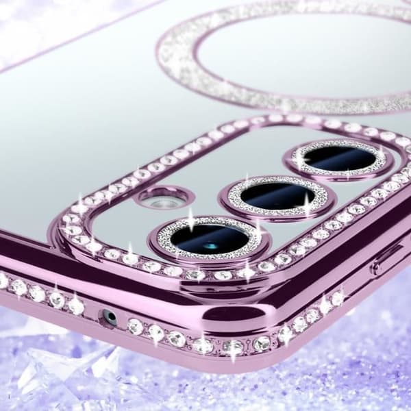 Fodral till Samsung Galaxy A55 - AVIZAR - Rhinestone Contour - Lila - MagSafe-kompatibel