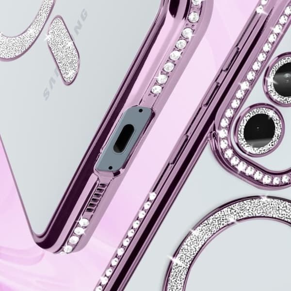 Fodral till Samsung Galaxy A55 - AVIZAR - Rhinestone Contour - Lila - MagSafe-kompatibel
