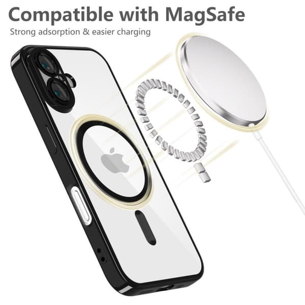 Stöttåligt MagSafe Kompatibelt Skal iPhone 16 - Svart
