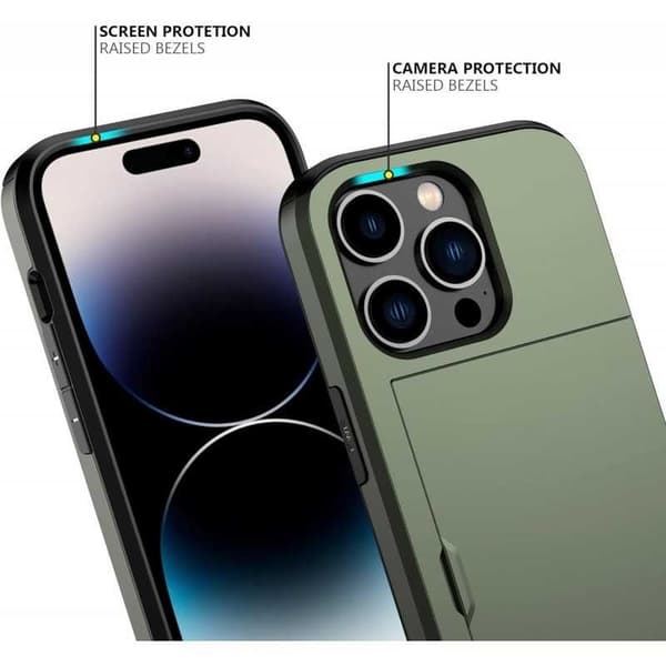 iPhone 16 Stöttåligt Skal Kortfack StreetWise - Grön