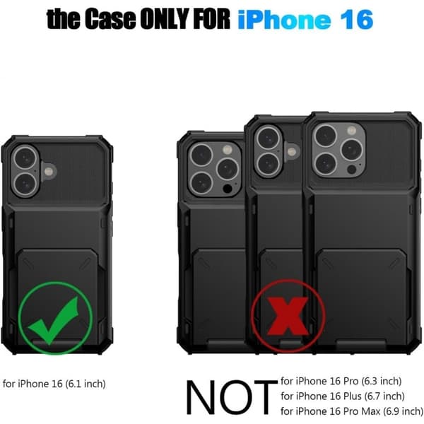 iPhone 16 Stöttåligt Skal med Kortfack Void