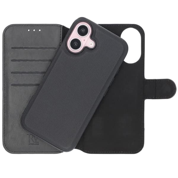 iPhone 16 Plus Plånboksfodral Magnet Rvelon - Svart