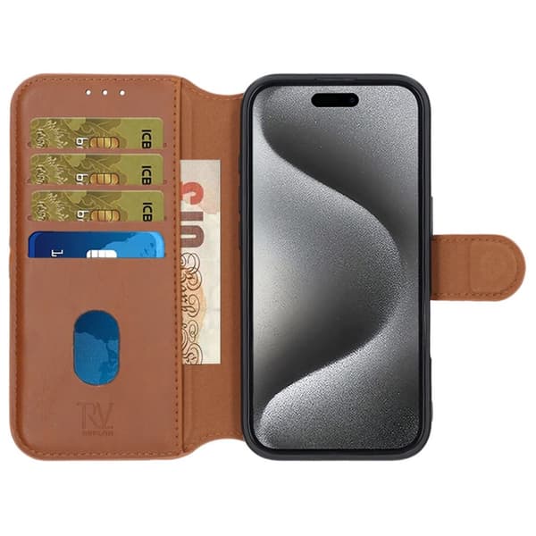 iPhone 16 Pro Plånboksfodral Rvelon - Brun