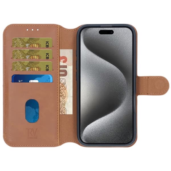 iPhone 16 Plånboksfodral Magnet Rvelon - Brun