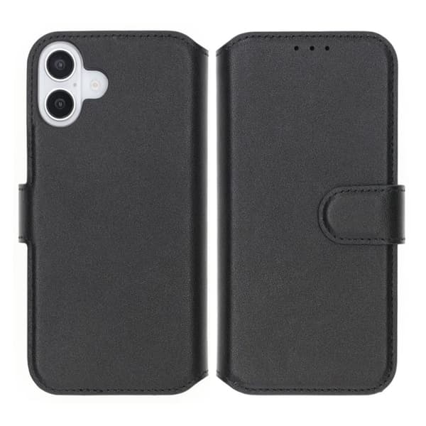 iPhone 16 Plånboksfodral Äkta Läder Rvelon - Svart