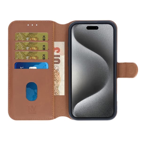 iPhone 16 Pro Plånboksfodral Magnet Rvelon - Brun