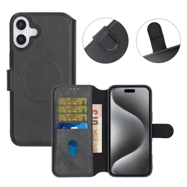 iPhone 16 Plus Plånboksfodral Rvelon - Svart
