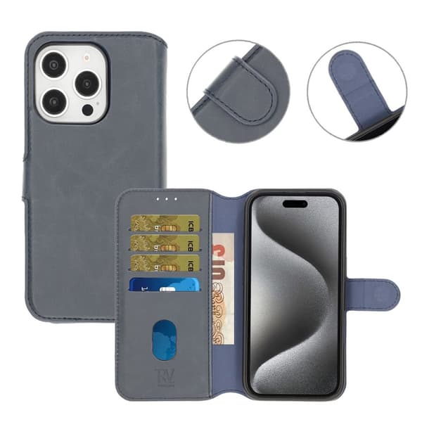 iPhone 16 Pro Max Plånboksfodral Magnet Rvelon - Blå