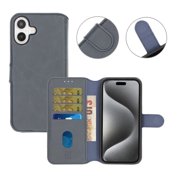 iPhone 16 Plånboksfodral Magnet Rvelon - Blå