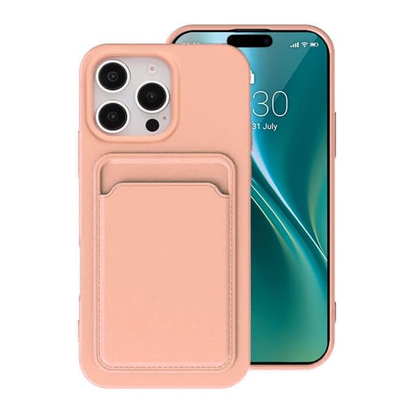 Silikonskal med Kortficka för iPhone 16 Pro - Rosa