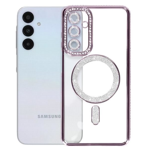 Diamantfodral till Samsung Galaxy A25 - AVIZAR - Rhinestone Contour - Lila - MagSafe-kompatibel