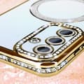 Miniatyrbild 3 av 4: Diamantfodral till Samsung Galaxy A25 - AVIZAR - Gold Rhinestone Outline - Stel - Syntet - Blandat