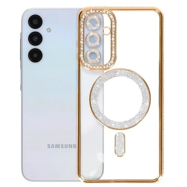 Diamantfodral till Samsung Galaxy A25 - AVIZAR - Gold Rhinestone Outline - Stel - Syntet - Blandat