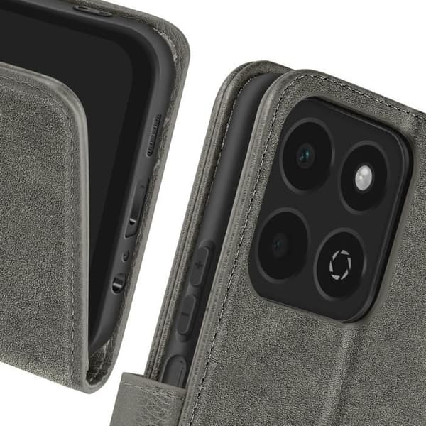 Fodral till Honor 200 Smart - AVIZAR - Chesterfield - Support för plånbok och video - Grå