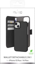 Miniatyrbilde 1 av 2: iPhone 15 Plus eco-leather detachable wallet case, black