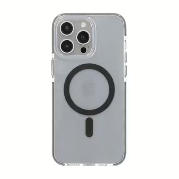 Transparent dubbelsidigt IMD magnetfodral för iPhone 15 Pro grå