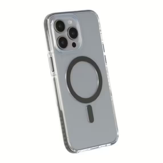 Transparent dubbelsidigt IMD magnetfodral för iPhone 15 Pro grå