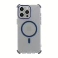 Miniatyrbild 3 av 5: Rvelon Four-corner anti-falling magnetic suction Case For iPhone 15 Pro Blue