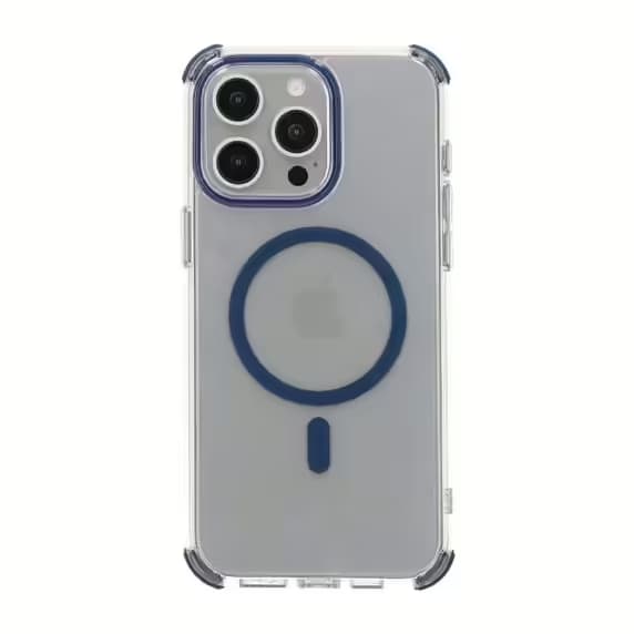 Rvelon Four-corner anti-falling magnetic suction Case For iPhone 15 Pro Blue