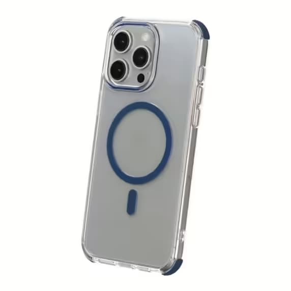 Rvelon Four-corner anti-falling magnetic suction Case For iPhone 15 Pro Blue