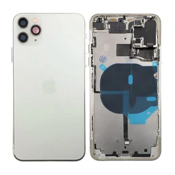 iPhone 11 Pro Max Back Cover Complete OEM Silver With Small Parts