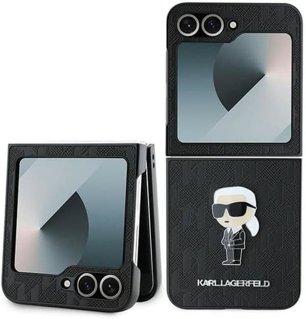 Fodral till Samsung Galaxy Z Flip6 - Karl Lagerfeld Saffiano (KLHCZZF6SAPKINPK) - Ikonik Monogram