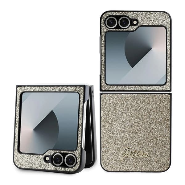 Samsung Galaxy Z Flip6 Fodral - Guess Glitter Script (GUHCZZF6HGGSHD) - Guld