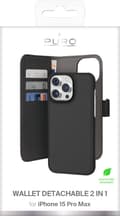 Pikkukuva 1 / 2: iPhone 15 Pro Max eco-leather detachable wallet case, black
