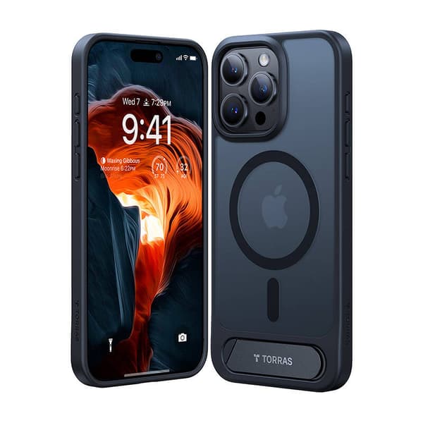 Torras UPRO Pstand Cover til iPhone 15 Pro Max (sort)