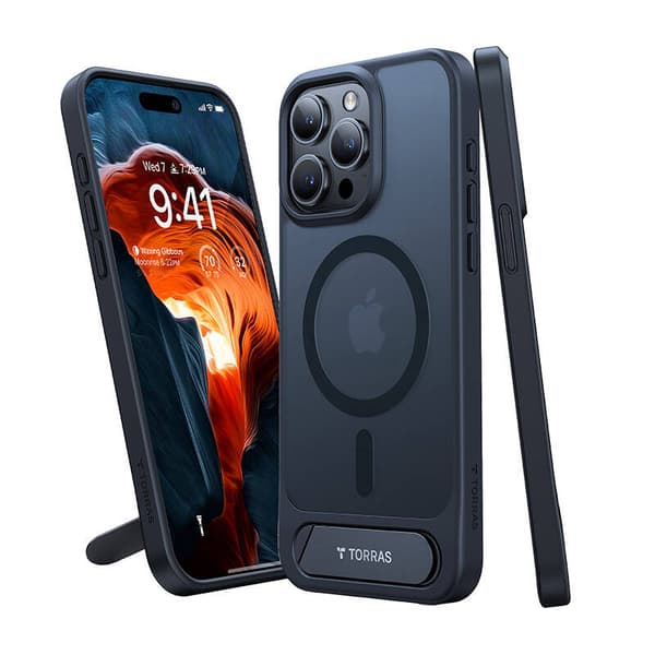 Torras UPRO Pstand Cover til iPhone 15 Pro Max (sort)