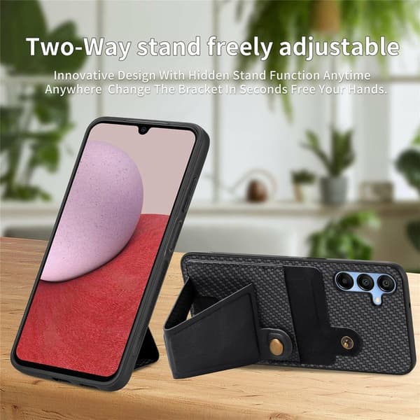 SKALO Samsung A16 Carbon Fiber Skal med Korthållare - Svart