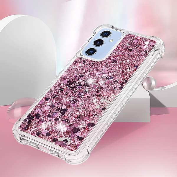 SKALO Samsung A16 Kvicksand Glitter Hjärtan TPU-skal - Roséguld