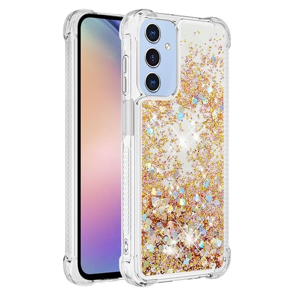 SKALO Samsung A16 Kvicksand Glitter Hjärtan TPU-skal - Guld