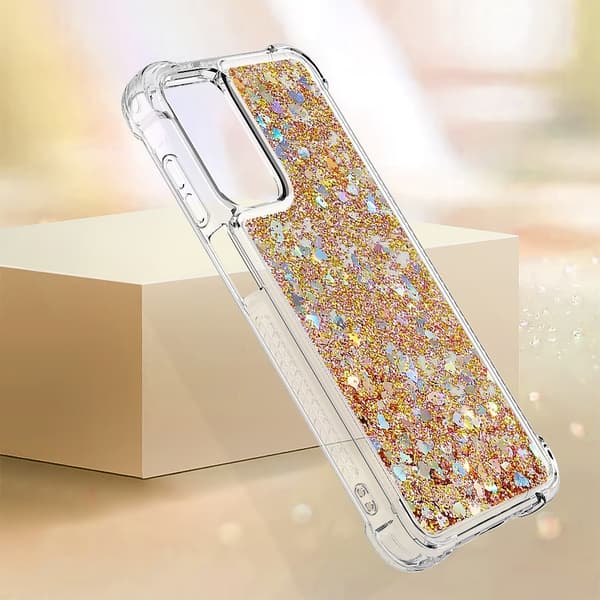 SKALO Samsung A16 Kvicksand Glitter Hjärtan TPU-skal - Guld